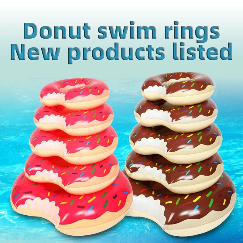 Inflatable Donut Swimming Ring Safe Pool Float Summer Outdoor Activitity Party Eco-Friendly Cute Kids Adult Swimming Training