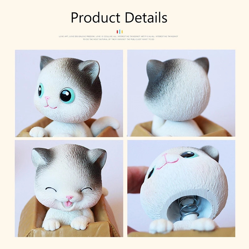 Creative Resin Cute Cat Shaking Head Cat Doll Center Console Decoration Car Interior Accessories