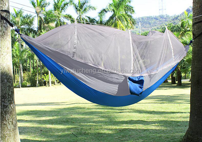 Outdoor Portable High Strength Parachute Fabric Camping Hammock Hanging Sleeping Bed With Mosquito Net