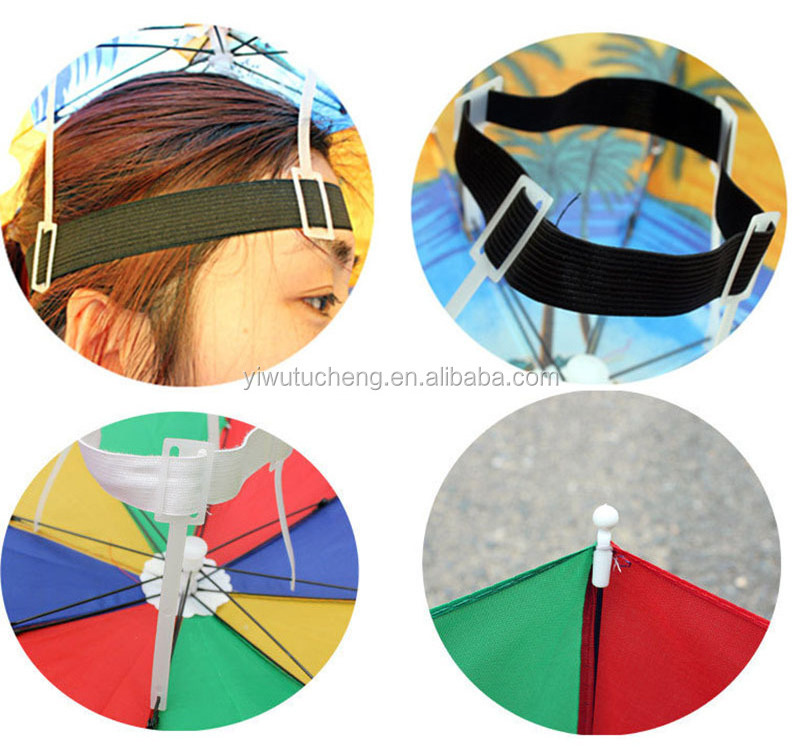 Wholesale head Umbrella Hat Cap Headwear Umbrella for Fishing Hiking Beach Camping Cap Head Hats outdoor sun-proof custom logo