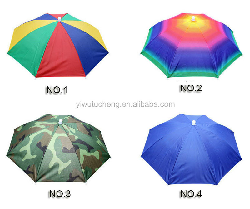 Wholesale head Umbrella Hat Cap Headwear Umbrella for Fishing Hiking Beach Camping Cap Head Hats outdoor sun-proof custom logo