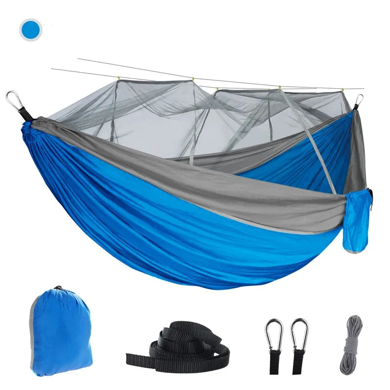 Summer Universal Outdoor Double Anti-mosquito Net Hammock Umbrella Cloth Nylon Anti-rollover Camping Lightweight Hanging Bed