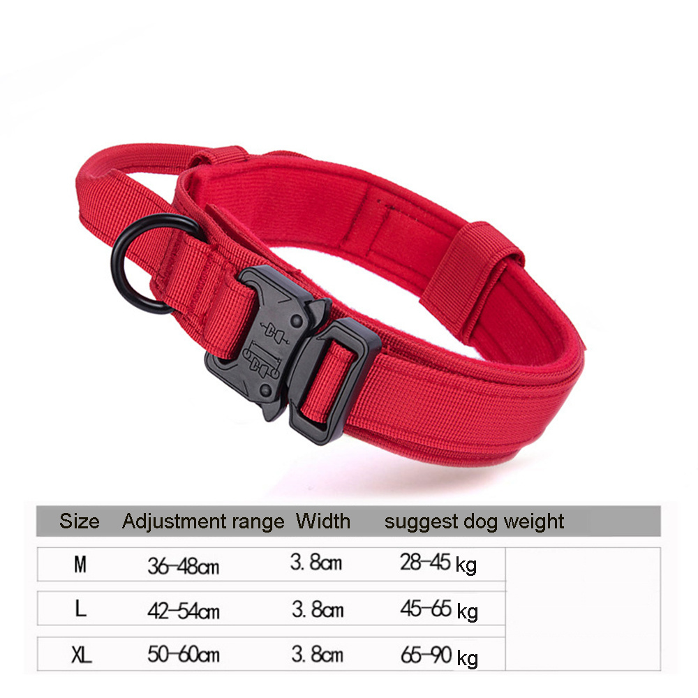 Outdoor Tactical Dog Collar Nylon Dog Training Collars  Leash With Metal Buckle Heavy Duty K9 Quick Release