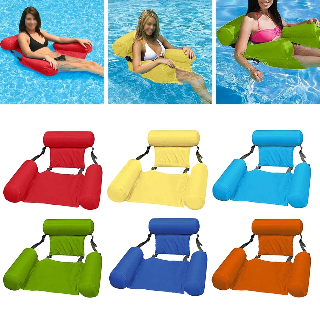 Foldable Inflatable Floating Chair Row Swimming Pool Water Hammock Air Mattresses Bed Beach PVC Summer Water Sports Lounger