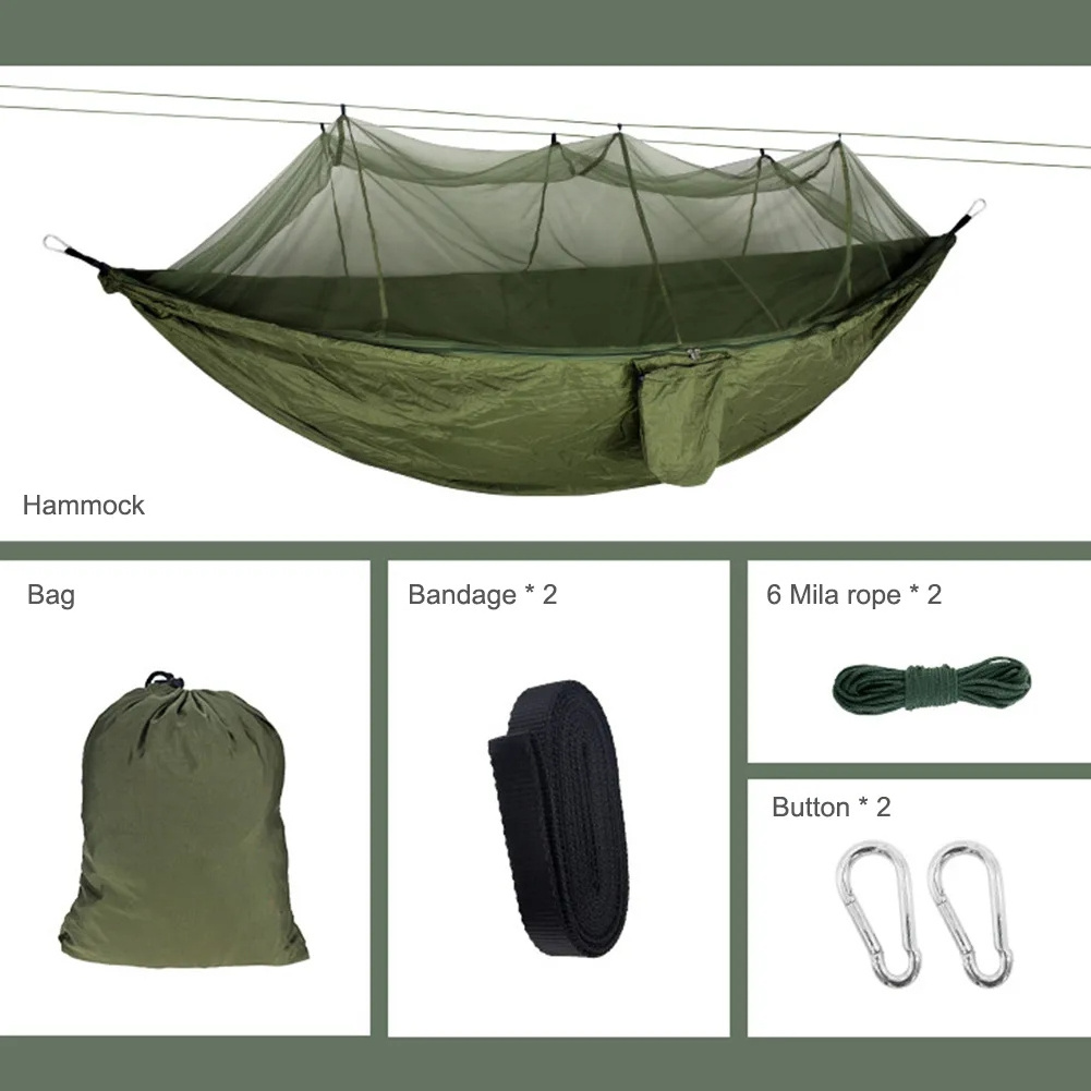 Summer Universal Outdoor Double Anti-mosquito Net Hammock Umbrella Cloth Nylon Anti-rollover Camping Lightweight Hanging Bed