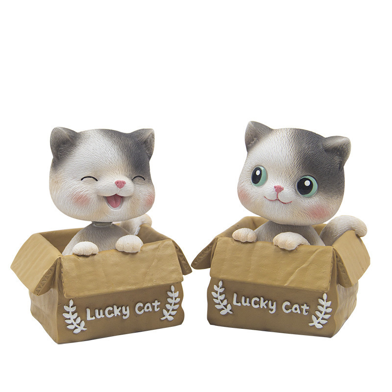 Creative Resin Cute Cat Shaking Head Cat Doll Center Console Decoration Car Interior Accessories