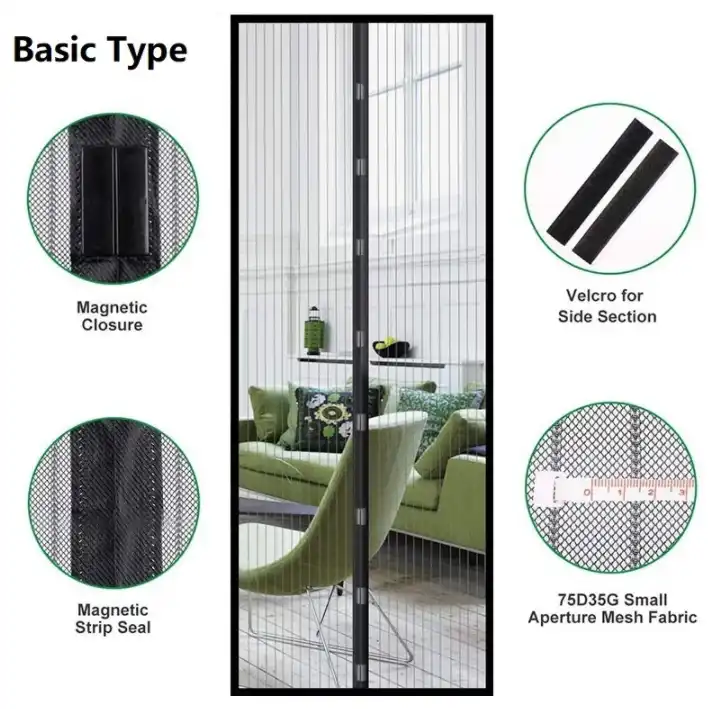 2023 Summer Punch-Free Magnetic Anti Mosquito Insect Mosquito Net Fly Door Curtains Mesh Automatic Closing Door Kitchen Screen