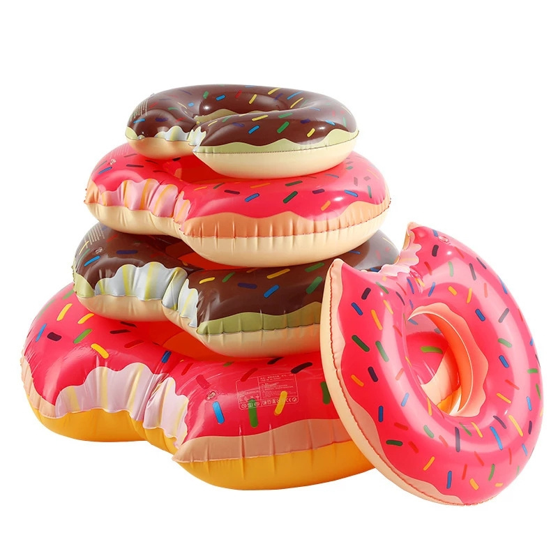 Inflatable Donut Swimming Ring Safe Pool Float Summer Outdoor Activitity Party Eco-Friendly Cute Kids Adult Swimming Training