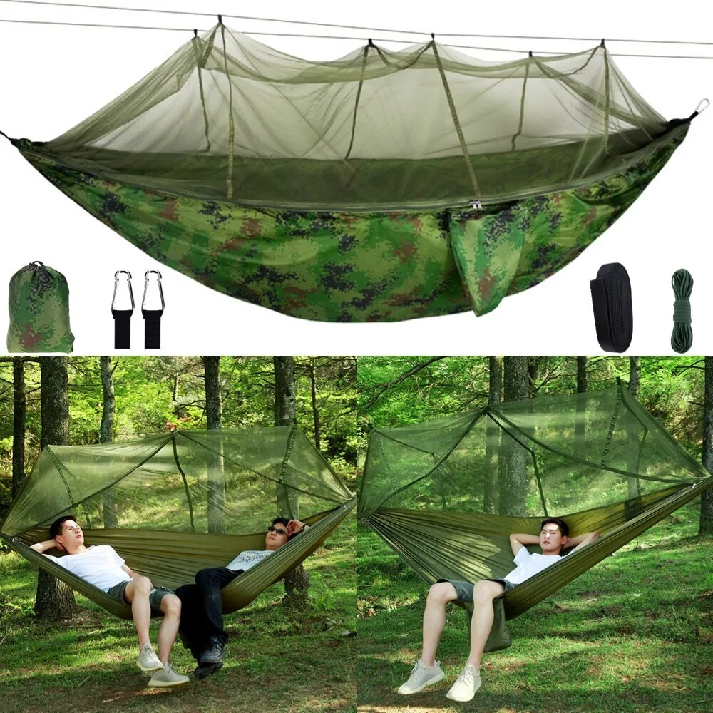 Summer Universal Outdoor Double Anti-mosquito Net Hammock Umbrella Cloth Nylon Anti-rollover Camping Lightweight Hanging Bed