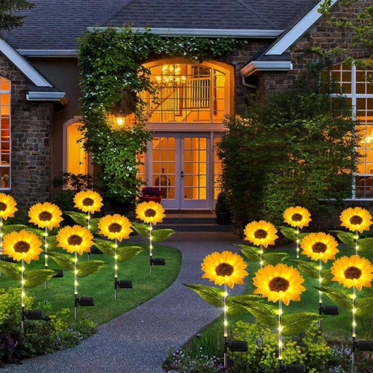 LED Outdoor Garden sunflower Lights Solar Powered Waterproof IP65 Rating Hanging Lights for Porch Patio Camping Party