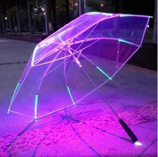 LED Luminous Transparent Umbrella With Flashing Function