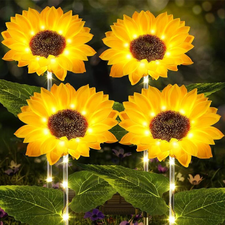 LED Outdoor Garden sunflower Lights Solar Powered Waterproof IP65 Rating Hanging Lights for Porch Patio Camping Party