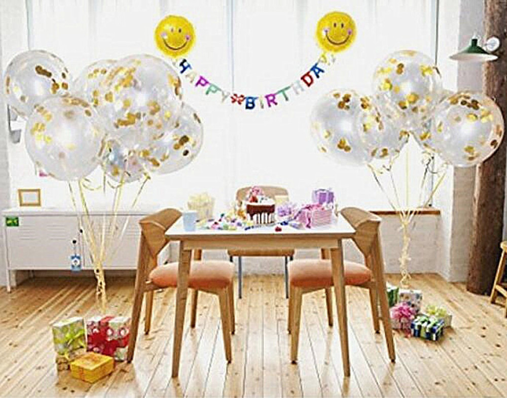 12 Inch Round Shaped Confetti Large Gold Balloons Clear Ballons with Confetti