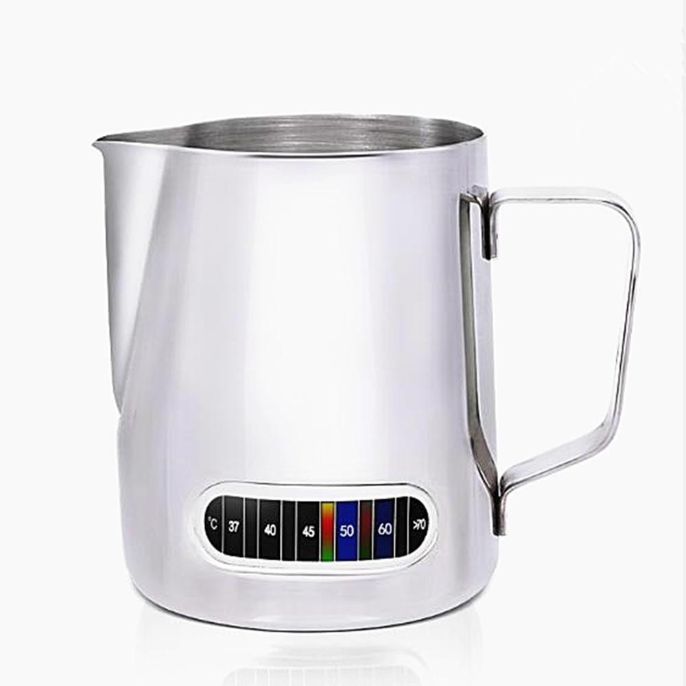 600ml Stainless Steel Coffee Pot Pull Flower Temperature Display Coffee Pitcher Milk Water Pots Kettles Teapot Cup Mug