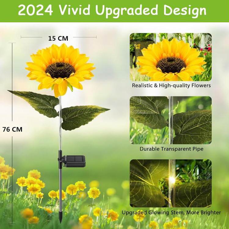 LED Outdoor Garden sunflower Lights Solar Powered Waterproof IP65 Rating Hanging Lights for Porch Patio Camping Party