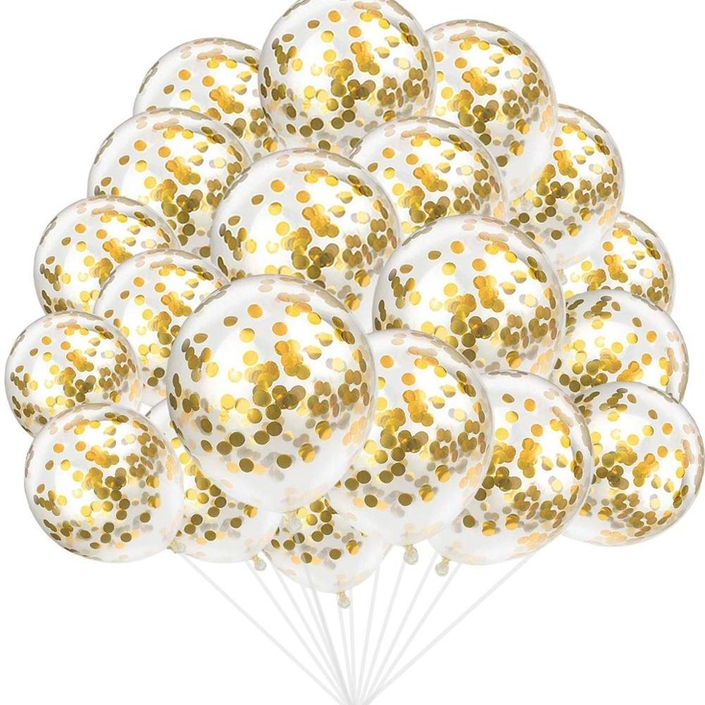 12 Inch Round Shaped Confetti Large Gold Balloons Clear Ballons with Confetti