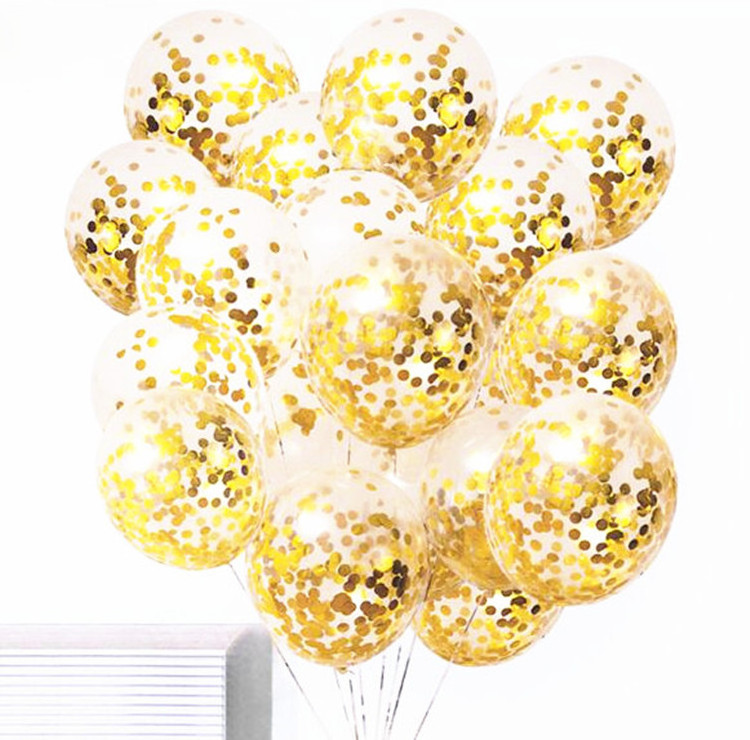 12 Inch Round Shaped Confetti Large Gold Balloons Clear Ballons with Confetti