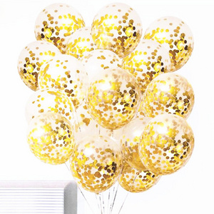 12 Inch Round Shaped Confetti Large Gold Balloons Clear Ballons with Confetti