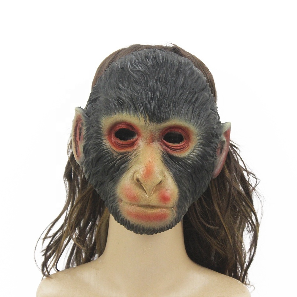 Wholesale Halloween Costume Animal Mask Soft PU Monkey Mask 3D Realistic Gorilla Mask Party Decor