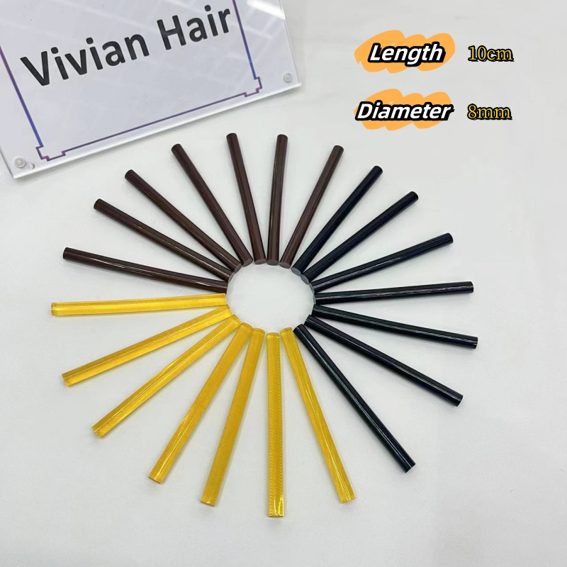 wholesale 12 pieces hot melt keratin silicone bar glue sticks brown colored clear glue sticks 10cm for hair manufacturer