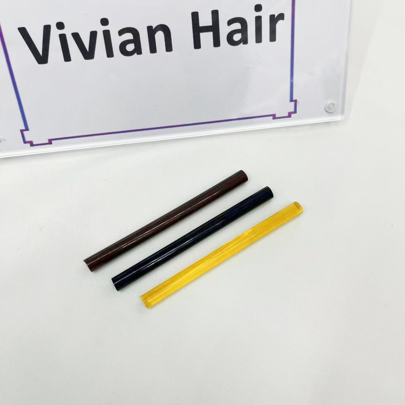 wholesale 12 pieces hot melt keratin silicone bar glue sticks brown colored clear glue sticks 10cm for hair manufacturer