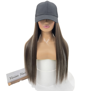 Best Selling Straight Pick dyeing Hair Hat Wig,Fashionable Baseball Hat Long Human Hair Wigs For Black Women