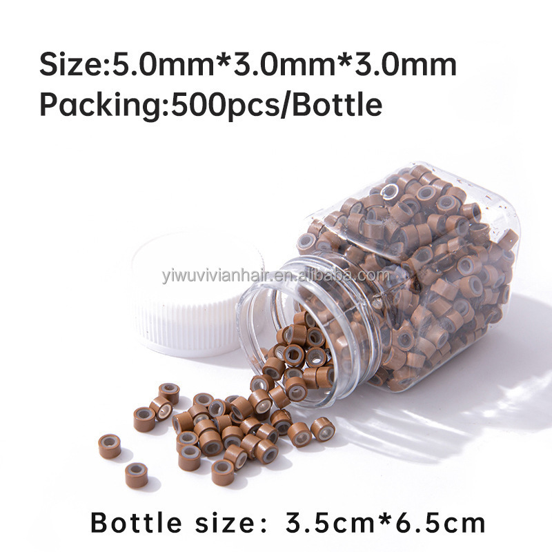 500pcs/bottle 5030 silicone micro ring beads hair extension tools silicone lined micro beads