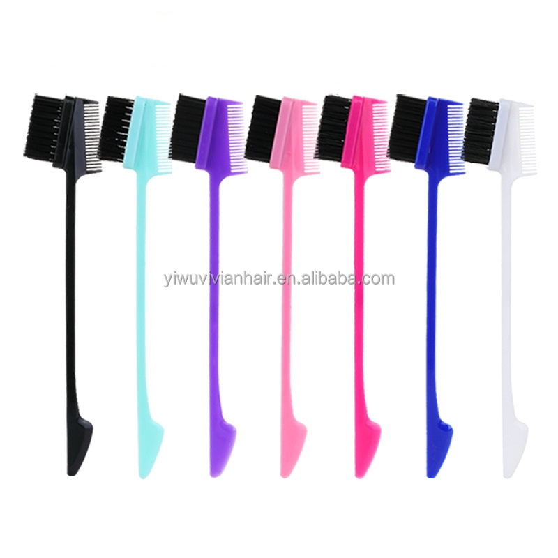 7 Colors Custom Logo Hair Beauty Plastic Double Sided Hair Edge Control Comb and Brush