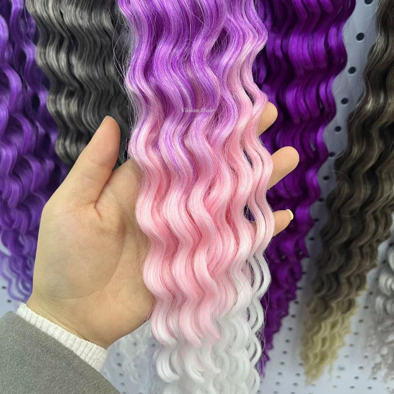 Hot selling colorful 24inch Ariel curl braiding hair long lasting crochet hair no tangle water wave Russian hair crochet braids