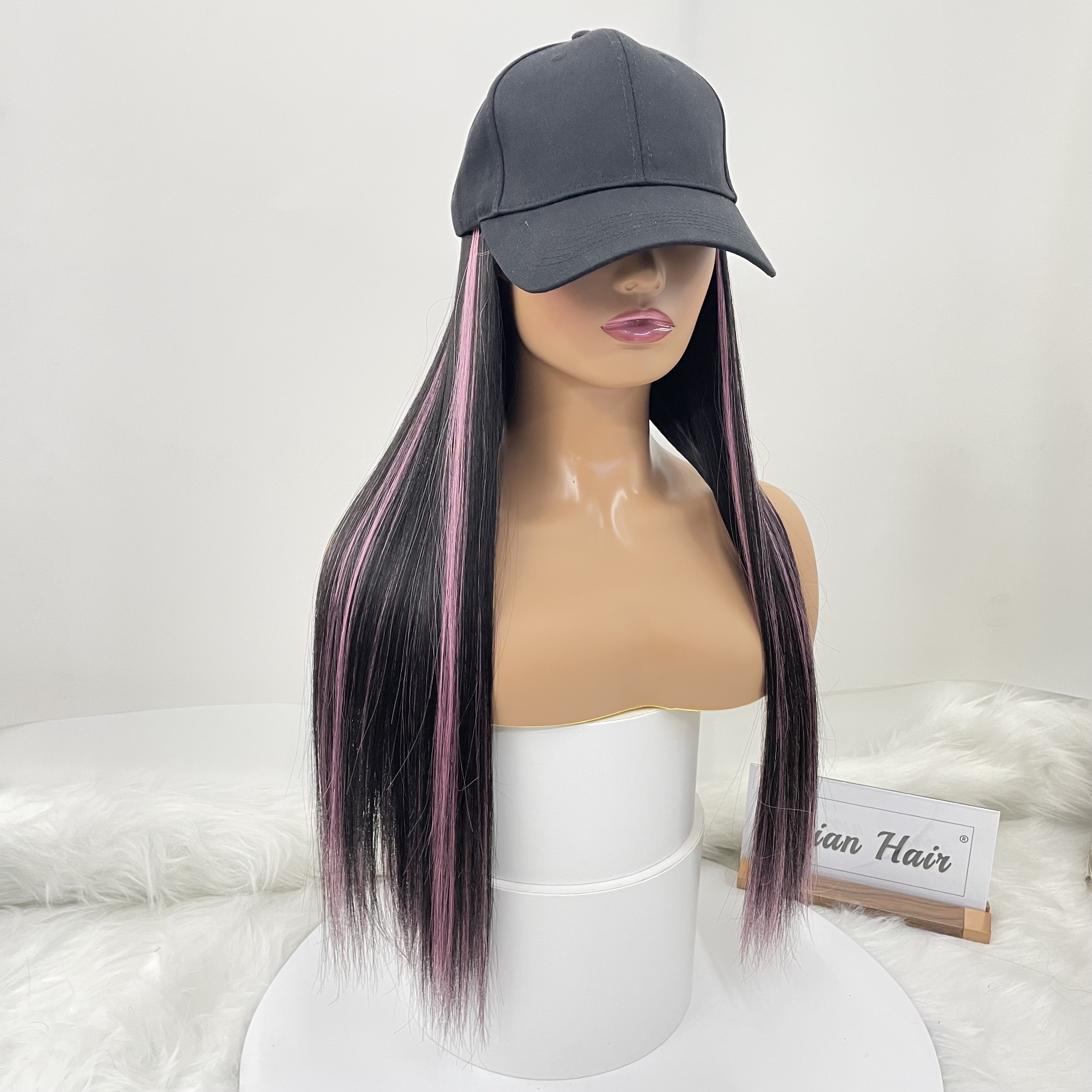 Best Selling Straight Pick dyeing Hair Hat Wig,Fashionable Baseball Hat Long Human Hair Wigs For Black Women