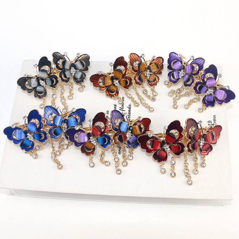 New Butterfly Hair Clips For Women Diamond Spring Hair Clip Acrylic Hairgrips Wholesale