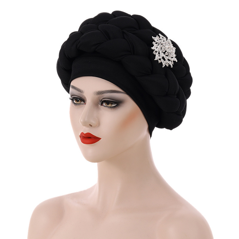 Amazon new ethnic hat African handmade braided hat plus accessories Baotou hat turban wrap