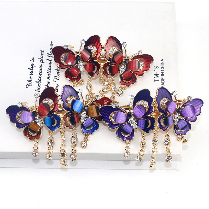 New Butterfly Hair Clips For Women Diamond Spring Hair Clip Acrylic Hairgrips Wholesale