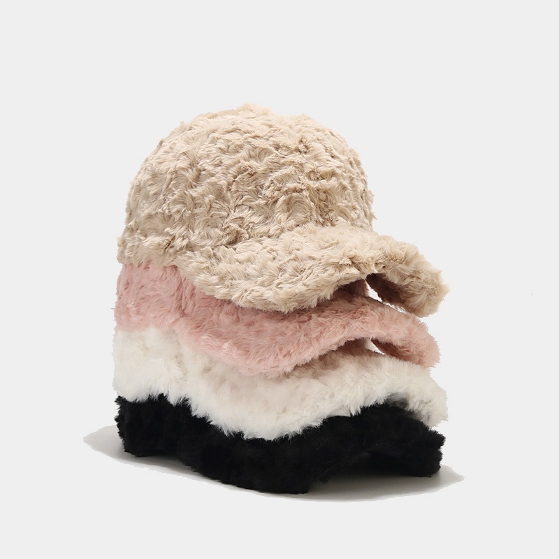 New Unisex Winter Thicken Warm Plush Fluffy Sports Baseball Hat For Women Fashion Fur Wool Caps