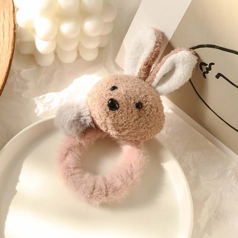 New arrival winter plush cute stereo animal hair scrunchies for girl