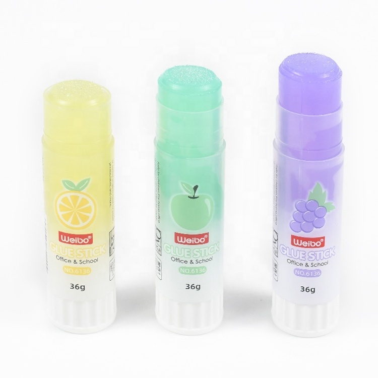 Weibo High Quality Strong Adhesive Non Toxic PVP Glue Stick for School and Office DIY Big Size 36g Fruit Sweet Smell Glue Stick