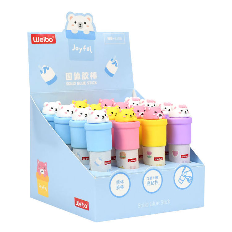 Weibo Customized Cute Cartoon Owl Headgear Glue Stick High Adhesion Solid Adhesive Glue Stick Children Stationery Glue Set