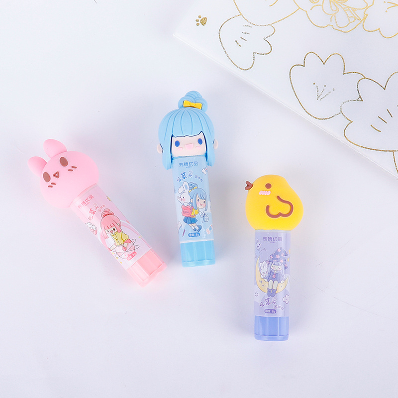 Weibo Non-Toxic Safe Glue SticksCreative Cartoon Head Cover Student Glue Stick Cute Kawaii Mini Glue Stick