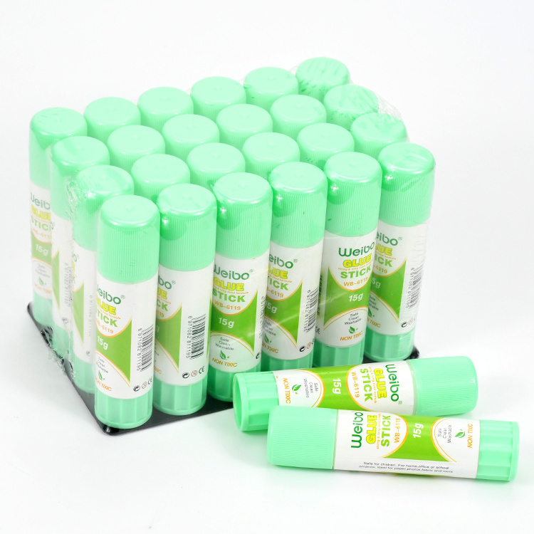 Large Capacity 12g 24pcs set Strong Adhesive Green Glue Stick  for Adult Kids School supplies Hand