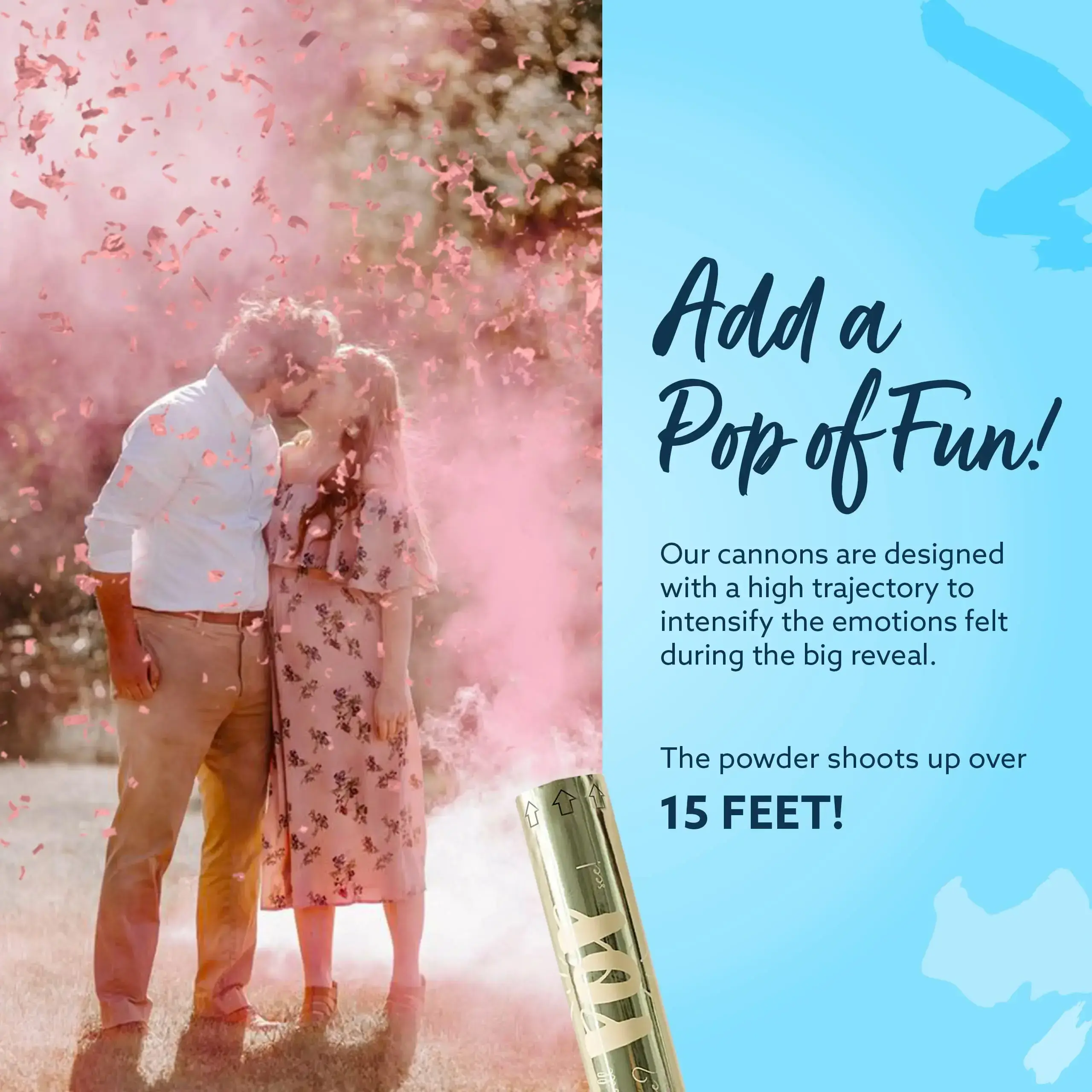 Gender Revealing Party Confetti Cannon Blue Pink Biodegradable Powder Gender Reveals Popper Cannon