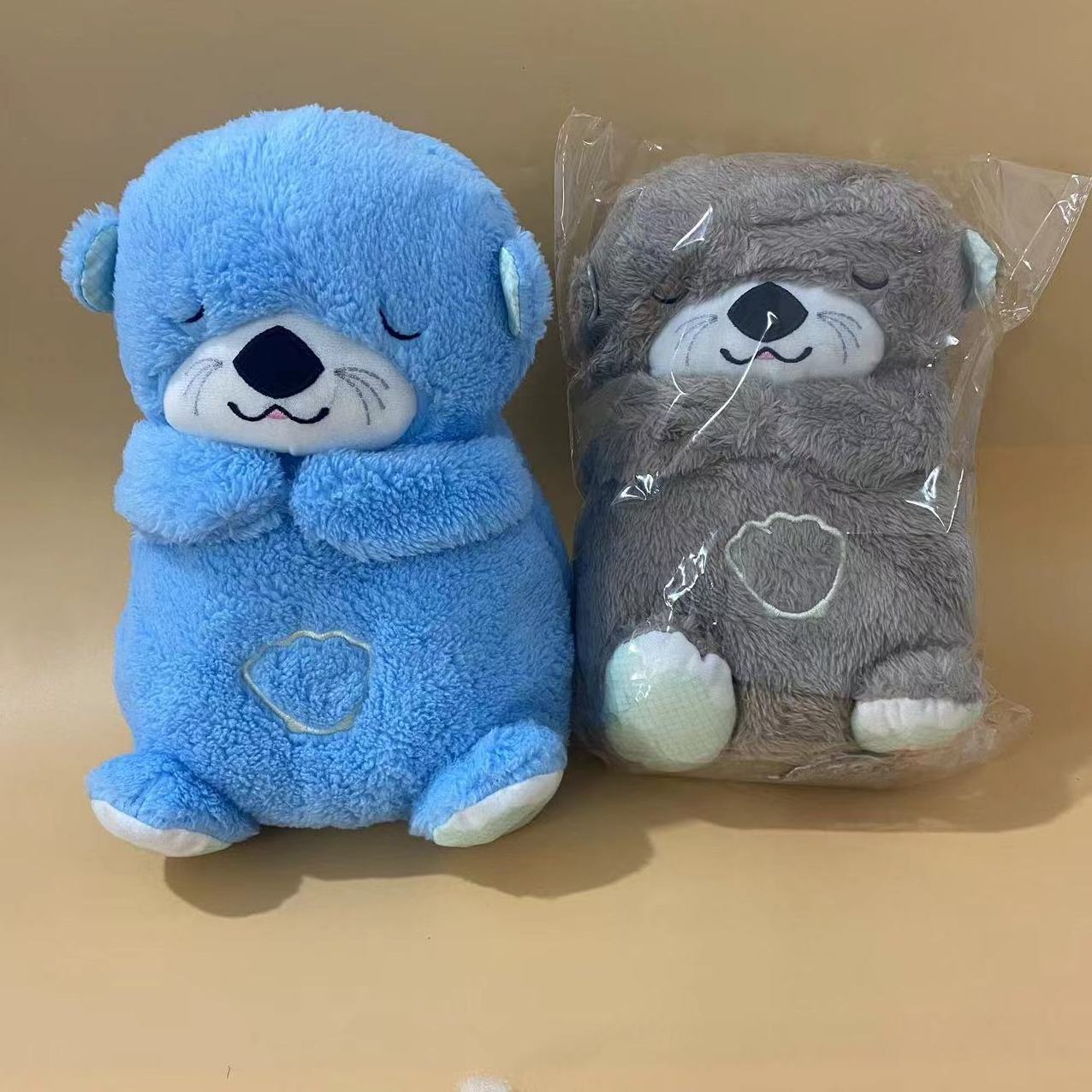 IN STOCK soft kawaii cute plushie peluche animal doll music light baby sleeping breath koala otter teddy bear stuffed plush toy