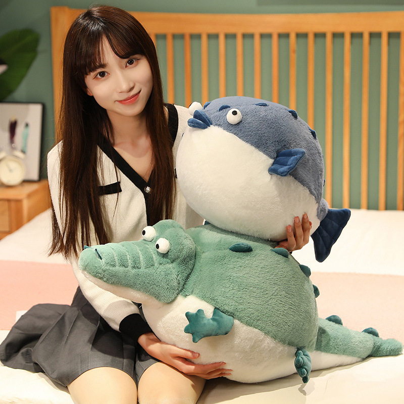 IN STOCK soft kawaii cute grinch plushie peluche doll cartoon anime animal crocodile pufferfish cat round stuffed plush toy