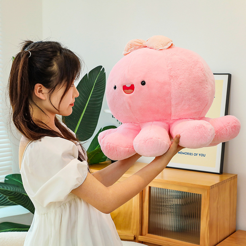 IN STOCK 2024 new design soft kawaii cute plushie peluche animal doll 3 inch pink bow octopus stuffed plush toy