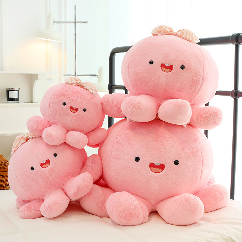 IN STOCK 2024 new design soft kawaii cute plushie peluche animal doll 3 inch pink bow octopus stuffed plush toy