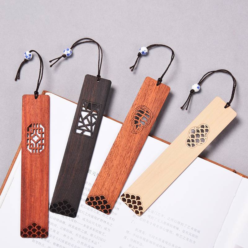 Superwin Laser Engraved Hollow DIY Rosewood Chinese Style Wooden Bookmark For Gifts Gouvenir