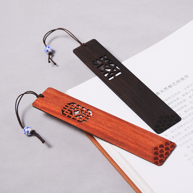 Superwin Laser Engraved Hollow DIY Rosewood Chinese Style Wooden Bookmark For Gifts Gouvenir