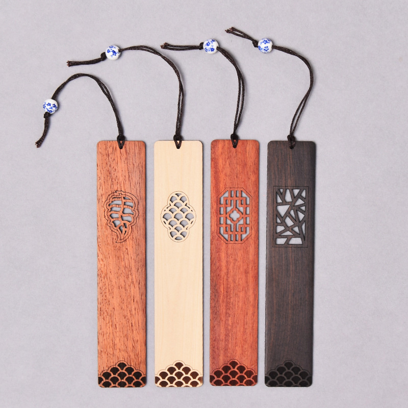 Superwin Laser Engraved Hollow DIY Rosewood Chinese Style Wooden Bookmark For Gifts Gouvenir