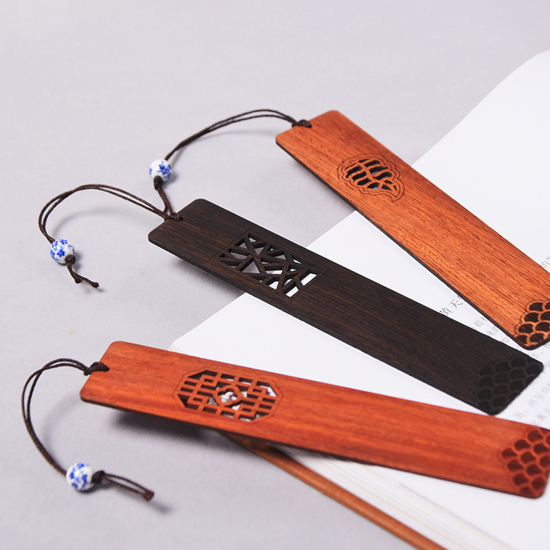 Superwin Laser Engraved Hollow DIY Rosewood Chinese Style Wooden Bookmark For Gifts Gouvenir