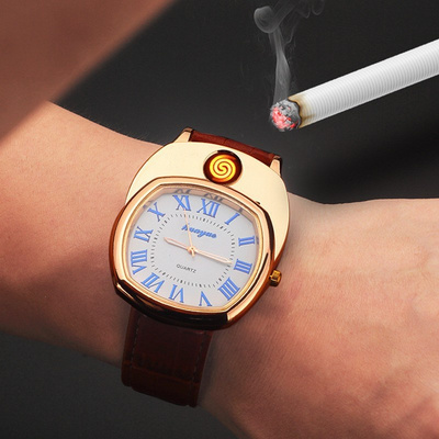 Wholesale Windproof Cigarette Cigar Lighter watch Smart watch lighter cigarette wristwatch gift USB rechargeable lighter Watch