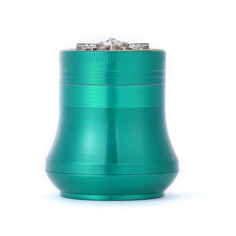 WOWO TECH Unique Drum Shape Rotatable Design 4 Pieces Zinc Alloy Tobacco Manual Herb Grinder with Diamond